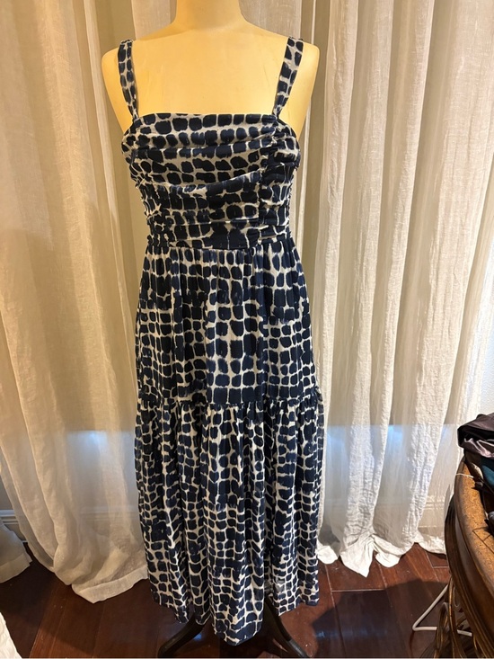 Socialite Dresses & Skirts - Socialite Navy and White Tiered Maxi Dress with Square Neck